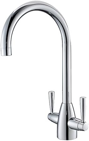 VCCUCINE High Quality Double Handle Swivel Chrome Spout Solid Brass Kitchen Sink Tap, Hot and Cold Mixer Kitchen Taps