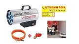 robustes Edelstahlgehäuse ROTHENBERGER 1500000051 Industrial Gas - Heiz - Kanone / Gebläse RoTurbo 19000 inkl. Piezo-Zündung, Schlauch und Regler, 18,2 kW
