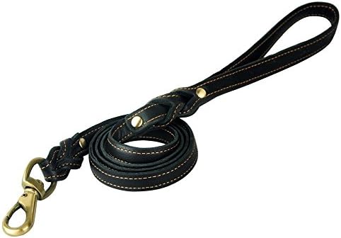 PENTAQ Non-slip leather Dog Leads chain rope puppy, 120cm long 1.5cm wide for Small dogs, braided soft leather pet dog Training Leash
