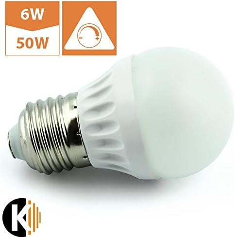 Kwazar Light Bulb SMD LED Lamp 6 W / 500 Lumen Bulb (Replaces 50W Dimmable E27 230 V Warm White 180° Beam Angle Ball