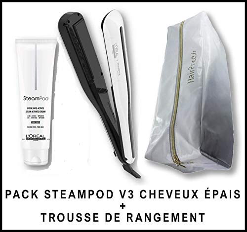L'Oréal Professionnel Steampod 3.0 Lisseur + Crème Cheveux Epais 150 ml + Trousse De Rangement Hairprice
