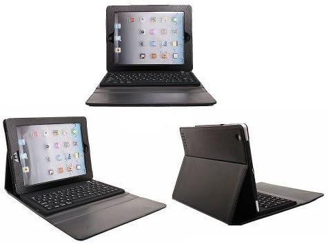 Inconnu TECHGEAR® Bluetooth Keyboard PU Leather Case with Stand for iPad 1/2/3/4 [Keyboard English QWERTY] - For Air Black