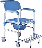 MIEMIE Chaises Percées sur Roues Mobiles Chevet Siège De Toilette Accueil Simple Siège De Toilette Douche Chaises Chaise Pliante Commode pour Les Personnes Âgées Handicapées