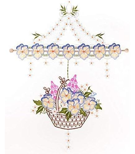 Fensterbild Orchidee Aus Plauener Spitze – Orange, 34x19 Cm, 100% Polyester, Mit Saughaken, Handarbeit-Dekoration