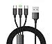 Produktbild Multi USB Ladekabel,Universal Adapter Schnelle kabel 3 in 1 Nylon Geflochten,USB Type C,Micro USB, Lightning Steckverbinder für iPhone X /8 8 Plus /7 / 6s / iPad/MacBook /Galaxy S8 Plus usw.(Schwarz)