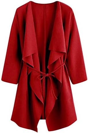 MOIKA Ladies Jacket, Women's Solid Color Pocket Blazer,Front Wrap Jacket