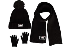 SWYGOO Kinder Bobbie Mütze Schal und Touchscreen-Handschuhe Set, Premium Core Spinngarn Strickwolle Winter Thermik Zubehör Set 3 in 1 für Jungen und Mädchen 2-7 Jahre