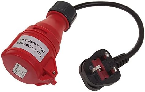 PAT Testing Adaptor 240v UK 13amp Plug to 16amp 4 Pin 415v Socket (Red)