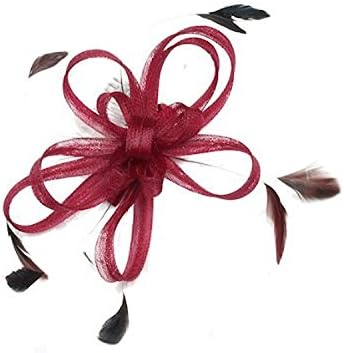 Coiled net &amp; feather- hair fascinator on comb[Vivid Burgundy]