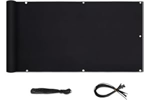 Sekey Brise-Vue pour Balcon ou Jardin Couverture de confidentialité Écran Polyster PES Vent Protection UV Opaque Résistant aux Intempéries 90 x 500cm, avec Attaches de câble et Cordons, Noir