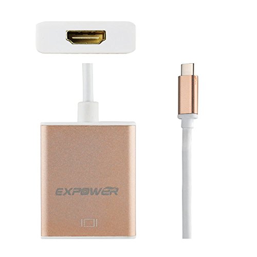 Expower Gold USB 3.1 Typ-C auf HDMI Adapter 1080P Kabel Konverter Hochwertige ultradünne USB 3.1 Typ C Stecker auf HDMI Buchse für Apple 2015 neues 12 Zoll MacBook Laptop,Asus Zen AiO