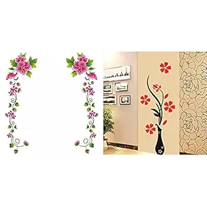 Decals Design Flower Vines Wall Sticker& Flowers with Vase Wall Sticker