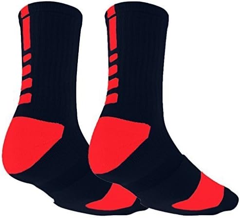 Mens Sports Socks Mid Calf Non Slip Cushion Crew Sports Grip Comprssion Socks with Gripping Rubber Pads for Football, Basketball, Soccer, Cycling, Walking, Running