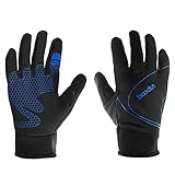 ARTOP Guanti Ciclismo Invernali, Gel Guanti MTB da Bici Impermeabili Touch Screen Pieno Dito Guanti Bicicletta&nbsp;per Uomo(Blu,XL)