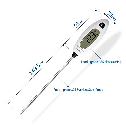 Grillthermometer Digital Wasserabweisend 5S Ablesbar 50°C- 300°C Bratenthermometer Fleischthermometer Backofenthermometer BBQ Grill - 5