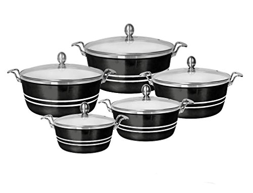 SQ Professional Die-Cast Black Ceramic Casserole Dish Set 5pc