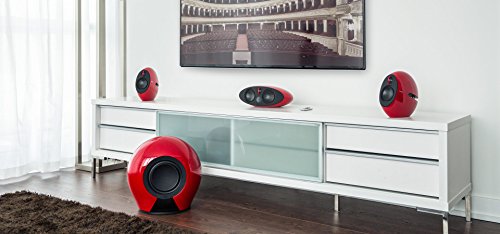 Edifier E255 RD Luna Theatre 5.1 Home-Entertainment-System mit Dolby/DTS-Decoder, optischem Eingang und Fernbedienung, 385W rot