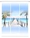 Produktbild Home Fashion 88763-106"Barbuda Digitaldruck Schiebevorhang 3-er Set, Stoff, Blau, 245 x 60 x 245 cm