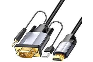 BAOLONGKING VGA auf HDMI Adapter Cable with Audio, Convert VGA Source (PC) in HDMI Connector (TV/Monitor) 1080P, Active Male VGA to HDMI Out Lead Video Adattatore cord for Computer, Projector (1m)
