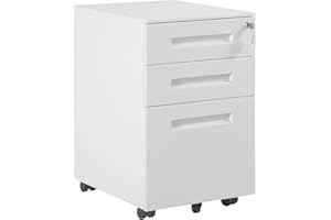 ‎WOLTU WOLTU Metalowy kontener na kółkach, mobilna szafka na dokumenty, szafka biurowa z 3 szufladami, kontener biurowy, zamykany i regulowany regał wiszący, wstępnie zmontowana, do biura, biura domowego,