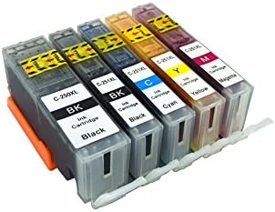 Komada 5x High Quality and Large Capacity Compatible Canon PGI-250XL CLI-251XL (1BK+1PBK+1C+1M+1Y) Ink Cartridges with latest Chips Compatible with Canon MG5420 MG5450 MG5520 MX722 MX725 MX922 Printer