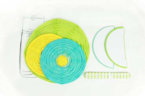 SUNBEAUTY 6er Set Grüne Deko Papier Blumen PomPoms Wabenbälle Lampion Zimmer Feier Dekoration - 4