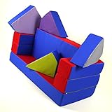Spielsofa 4in1 Kindersofa Spielmatraze für das Kinderzimmer Spielpolster Softsofa blau/rot Puzzle Kinderzimmersofa Spieltisch Kindermöbel - 3