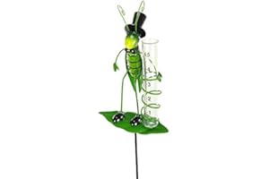 mucplants Garden Stake Rain Gauge Grasshopper with Measuring Glass