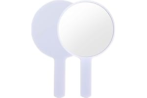 Naapesi Espejo de Mano, Espejo de Mano de Maquillaje Profesional, Espejos de Manos Grande con Cómodo, Bricolaje Pequeño Espejo,Regalos para Mujeres, 17cm x 10cm Espejos de Manos (Blanco)
