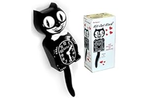 Hotrodspirit Wanduhr Katze Kit schwarz 33 cm Wanduhr Deko-Us