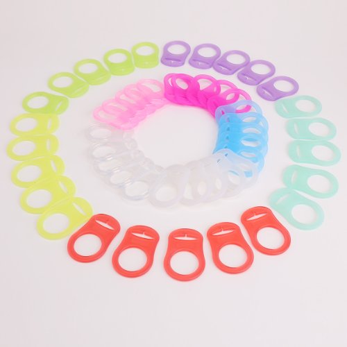 50er 10 Farbe Silikonring Schnulleradapter für Schnuller ohne Ring Schnullerkette