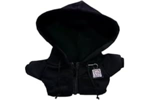 niannyyhouse Bambola di peluche, 10-15 cm, 20 cm, con cappuccio, cardigan, giacca morbida (nero, 20 cm)