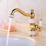 Oudan Wasserhahn Jade Goldener Wasserhahn, warmes und kaltes Bühnenbecken kann gedreht Werden Wasserhahn, (Farbe : -, Größe : -)