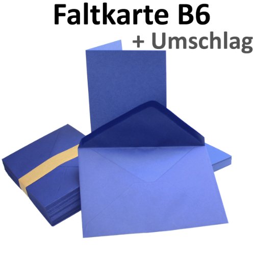 25 Sets – Faltkarten DUNKEL-BLAU – DIN B6 + Umschläge – PREMIUM QUALITÄT – sehr formstabil – Qualitätsmarke: NEUSER FarbenFroh - 2