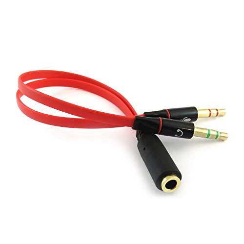 3.5mm female to 2 male headphone headset microphone y splitter audio adapter cable for pc computer and laptop