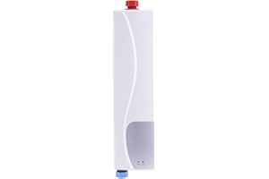Fdit 220V 3000W Mini Calentador Agua Caliente Instantáneo Sin Tanque Eléctrico Uso Cocina Baño Enchufe UE (Blanco)