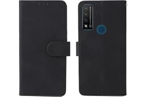 GOGME Leather Case for TCL 20R 5G (TCL 20 R 5G) Case, Retro Style PU/TPU Wallet Folio Case, Collection Premium Folio Cover with [Card Slots] and [Kickstand]. Black