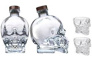 CRYSTAL HEAD VODKA 70 CL BOTTIGLIA A FORMA DI TESCHIO CON 2 BICCHIERI ORIGINALI