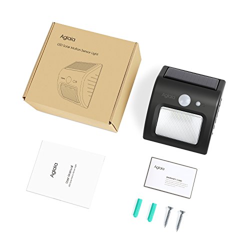 Aglaia Solar Wandleuchte Garten mit Bewegungs Sensor, Solarlicht 8 LEDs mit Auto Modu, IP65 Wetterfeste Sicherheit für Innenhöfe Balkone Terrassen Einfahrt Treppen usw. (Schwarz) - 7
