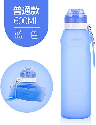LKJH*Creative fold cups travel silicone telescopic readily water bowl space cup outdoor Portable sport kettle, common) - Blue 600ML