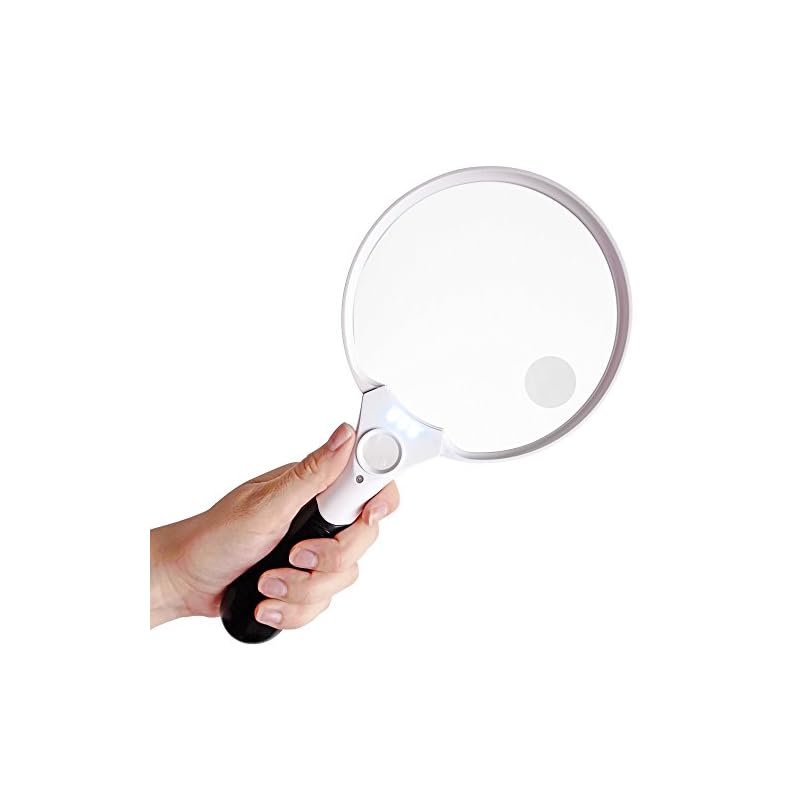 Fancii Extra Large LED Handheld Magnifying Glass with Light 2X 4X 10X