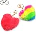 Produktbild Herz Form Plüsch Schlüssel Anhänger Regenbogen Flauschig Kunst Kugeln Anhänger Extra Groß Flauschig Ball Schlüsselring Tasche Zubehör Anhänger Auto Schlüssel Anhänger Weiche Dekoration Mode 2PCS