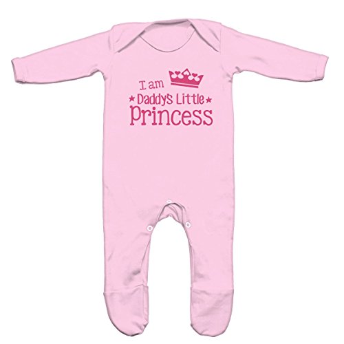 I Am Daddys Little Princess Baby Romper Sleep Suit (Baby Pink, 0-3m)