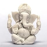 Homesoulb Resin Ganesh Ji Spiritual Showpiece (White, 11.5 x 10.5 x 6 cm)