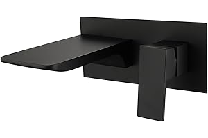 SJQKA Rubinetti Cascata Parete Rubinetto Vasca da Bagno Miscelatore Lavabo a Muro In Ottone (Nero)