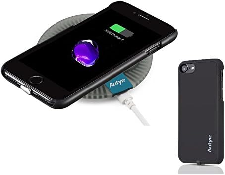 2-in-1 Qi Wireless Charger Kit for iPhone 7 Plus, Qi Charging Dock and Case are Included | Flexible Lightning Connector | Delicate Rubber Black Case For iPhone 7 plus（5.5 inch, black-round