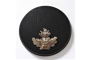 GTK - GEWEIHE & TROPHÄEN KRUMHOLZ Cartel de cuña para cuñas, Tabla de Especias, Placa Redonda Oscura AF 19 cm con Hojas de Roble, Portada Grande