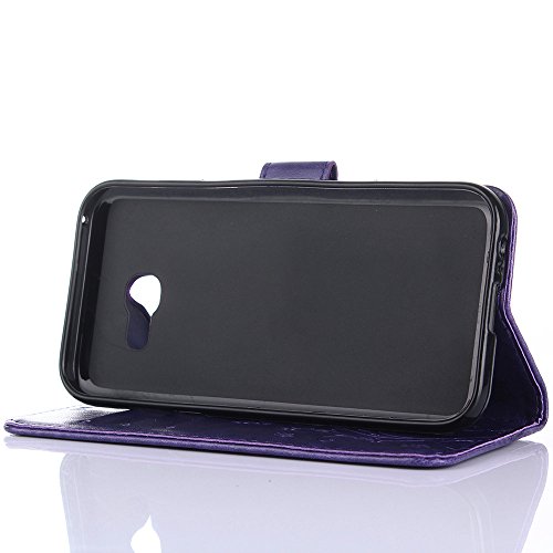 Samsung Galaxy A5 ( 2017 ) Hülle, Samsung Galaxy A5 ( 2017 ) Schutzhülle, Alfort 3 in 1 Lederhülle Fashion Design Premium PU Leder Hohe Qualität Tasche Case Cover Kasten Abdeckung Wallet für Samsung Galaxy A5 ( 2017 ) 5.2″ Smartphone Funktion Standfunktion Unterstützte Telefone und Magnetverschluss mit Schmetterling ( Dunkles Violet ) + Alfort Schwarz Stylus Pen - 8