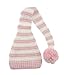 Cute New-born Baby Girls Crochet Long Tail Beanie Winkie Hat Large Fluffy Bobble- Baby Pink and White