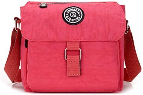 TianHengYi Teen Girls Small Square Flap Nylon Cross-body Shoulder Bag Casual Lightweight Messenger Bag Pink